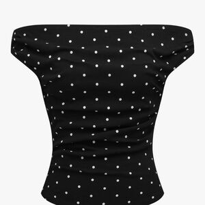 Cider Off-Shoulder Black Polka Dot Women's Top
